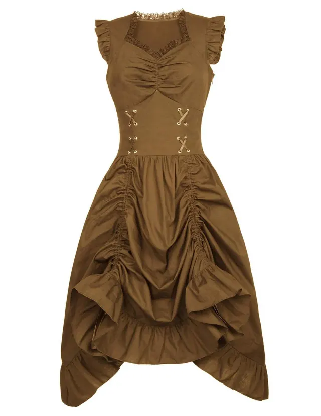 Plus Size Medieval Renaissance Victorian Ruffle Dress detail 2