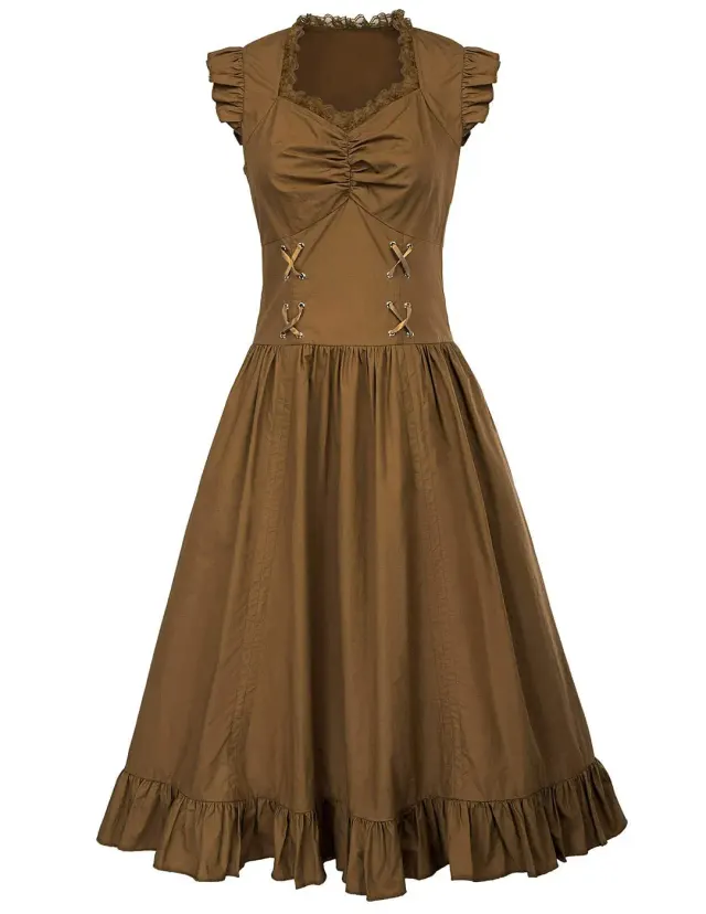 Plus Size Medieval Renaissance Victorian Ruffle Dress detail 3