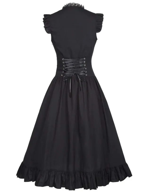 Plus Size Medieval Renaissance Victorian Ruffle Dress detail 7
