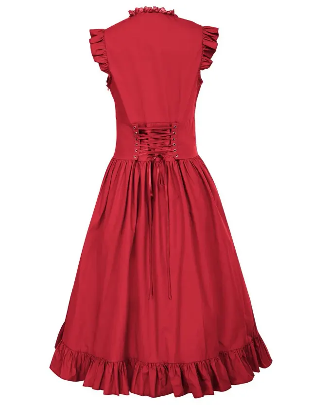 Plus Size Medieval Renaissance Victorian Ruffle Dress detail 8