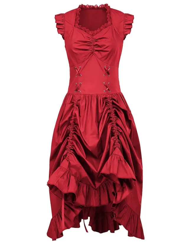 Plus Size Medieval Renaissance Victorian Ruffle Dress detail 9