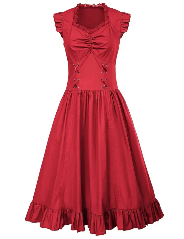 Plus Size Medieval Renaissance Victorian Ruffle Dress detail 10