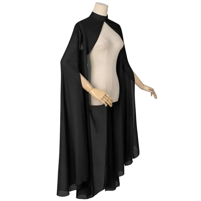 Princess Gothic Long Chiffon Cape for Halloween Cosplay detail 13