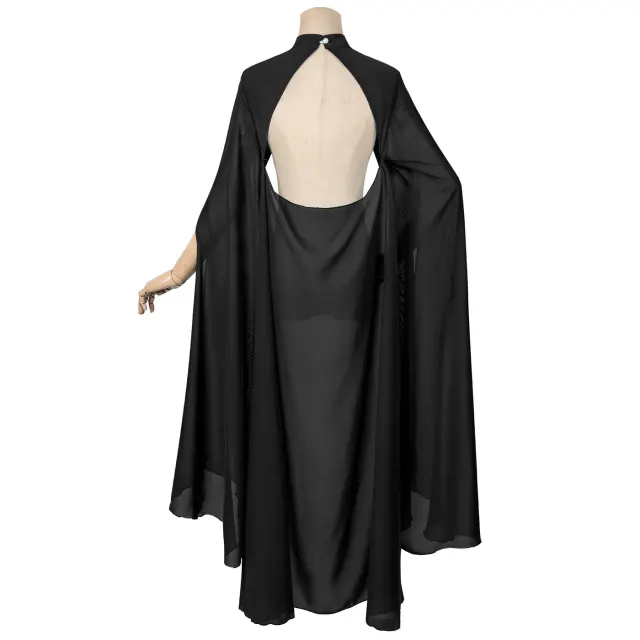 Princess Gothic Long Chiffon Cape for Halloween Cosplay detail 14