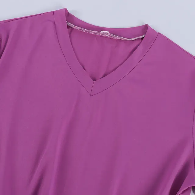 Women's Purple Pleated V-Neck Medieval Midi Dress detail 4