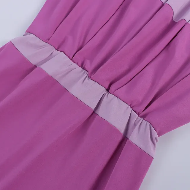 Women's Purple Pleated V-Neck Medieval Midi Dress detail 6
