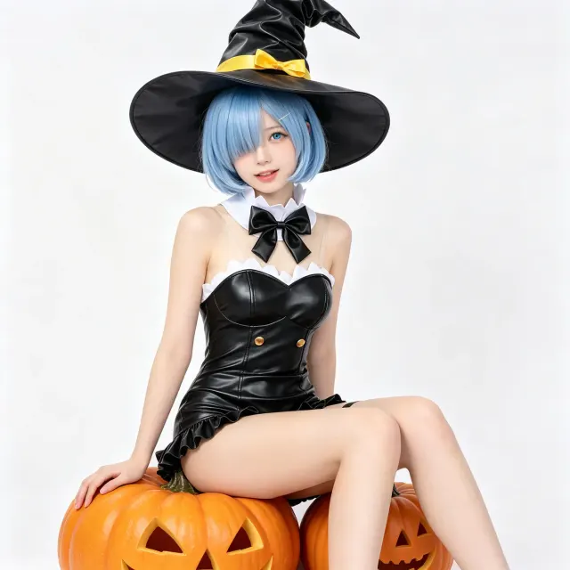 Rem Phantom Night Magician cosplay costume with hat, shown as the full set.