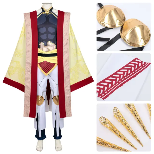 Qin Shi Huang cosplay costume set from Record of Ragnarok, shown as a full anime role-play outfit.