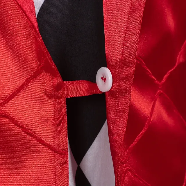 Red and Black Harlequin Clown Cosplay Costume for Women detail 6