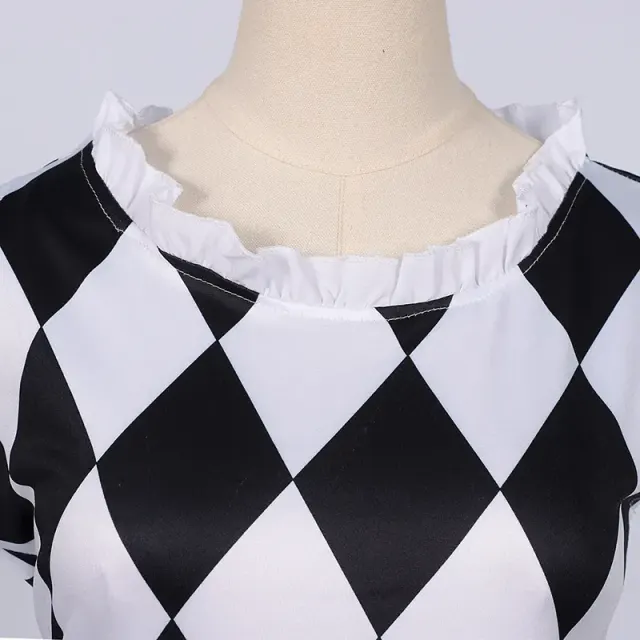 Red and Black Harlequin Clown Cosplay Costume for Women detail 8