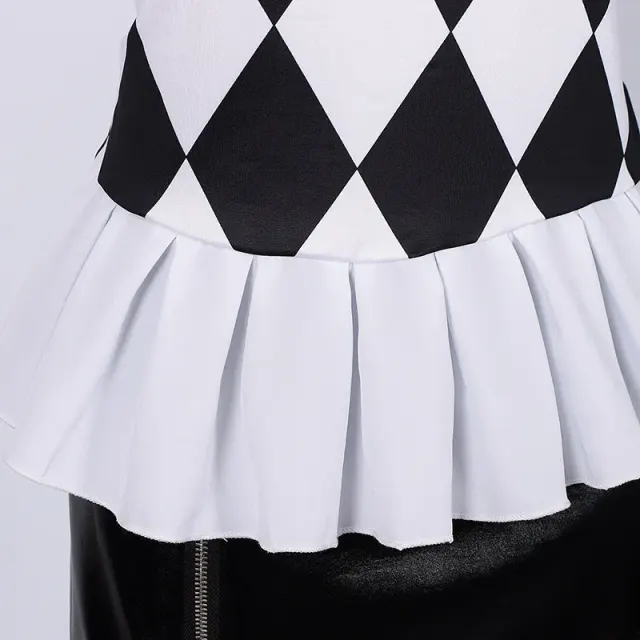 Red and Black Harlequin Clown Cosplay Costume for Women detail 9