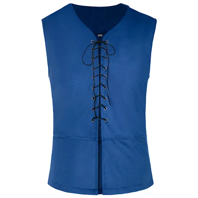 Renaissance Pirate Suede Vest for Halloween Viking Cosplay detail 1