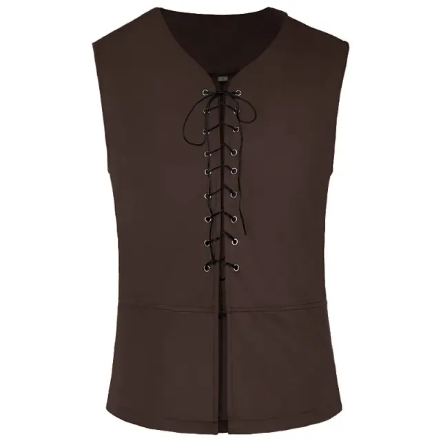 Renaissance Pirate Suede Vest for Halloween Viking Cosplay detail 11
