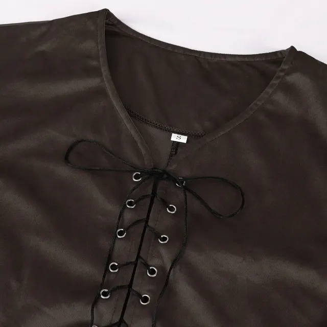 Renaissance Pirate Suede Vest for Halloween Viking Cosplay detail 13