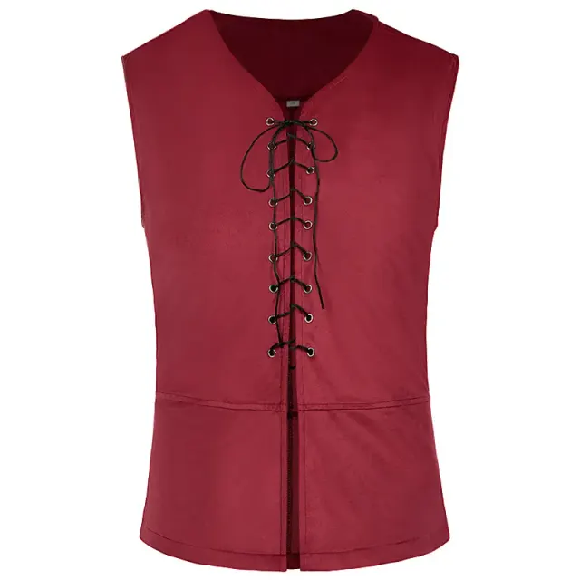 Renaissance Pirate Suede Vest for Halloween Viking Cosplay detail 16