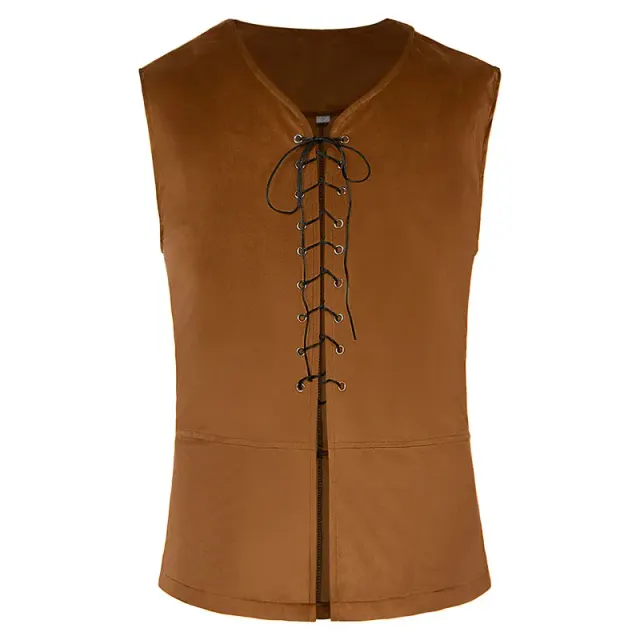 Renaissance Pirate Suede Vest for Halloween Viking Cosplay detail 21