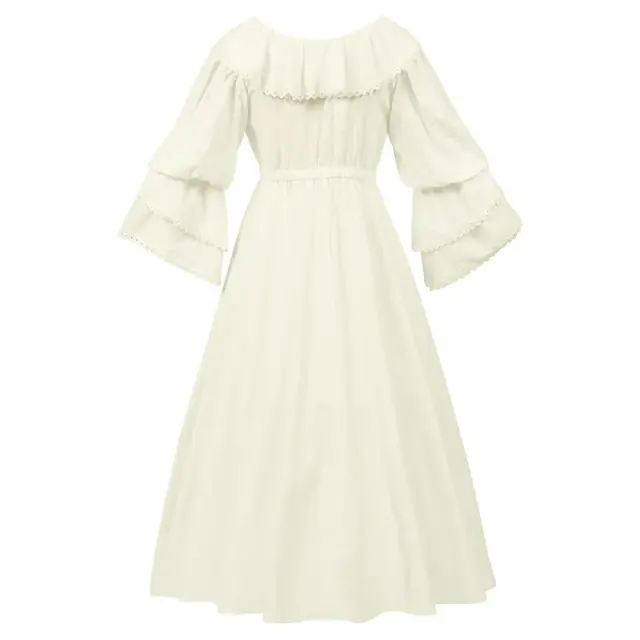 Renaissance Ruffled Doll-Collar Long-Sleeve Floor-Length Dress detail 4
