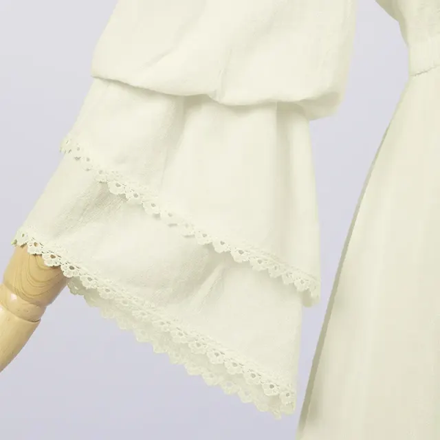 Renaissance Ruffled Doll-Collar Long-Sleeve Floor-Length Dress detail 6