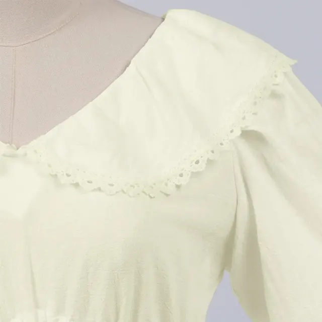 Renaissance Ruffled Doll-Collar Long-Sleeve Floor-Length Dress detail 8