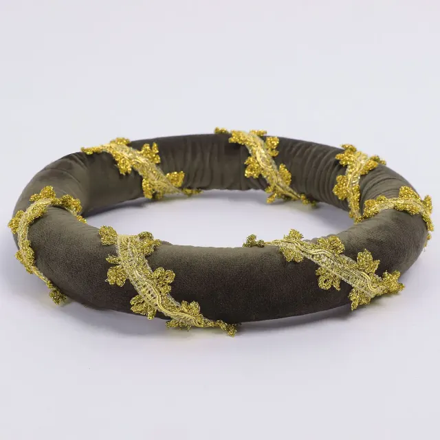 Renaissance Velvet Medieval Headpiece with Gold Trim detail 2