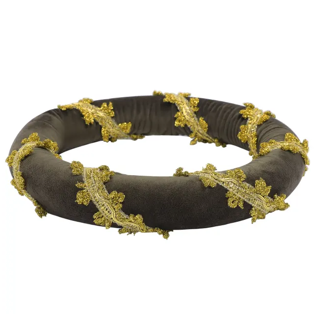 Renaissance Velvet Medieval Headpiece with Gold Trim detail 3