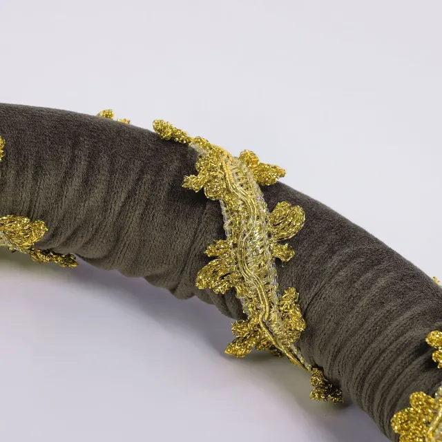 Renaissance Velvet Medieval Headpiece with Gold Trim detail 4