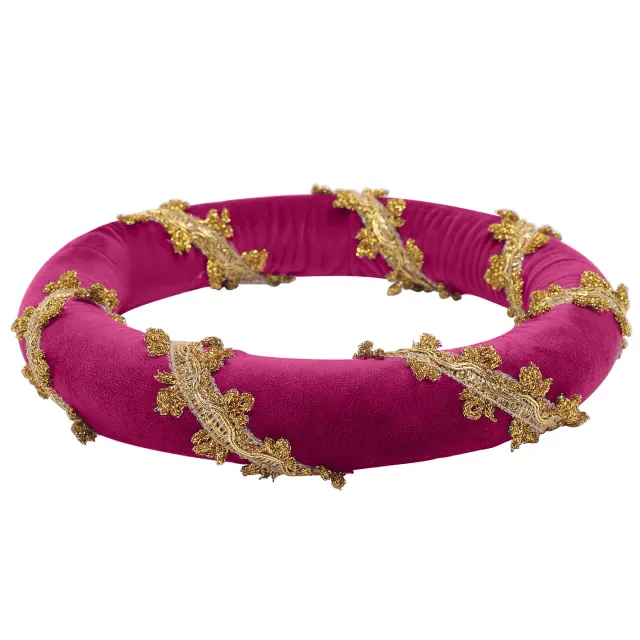 Renaissance Velvet Medieval Headpiece with Gold Trim detail 6