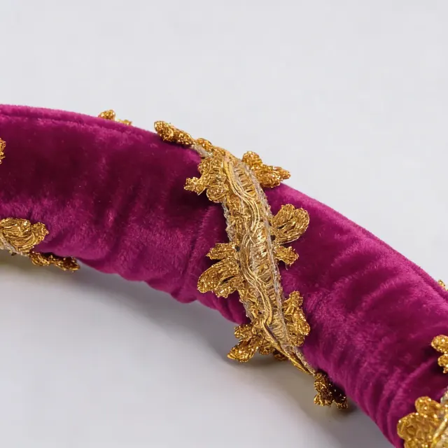 Renaissance Velvet Medieval Headpiece with Gold Trim detail 7