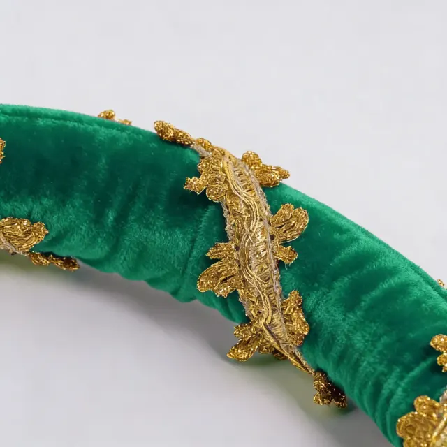 Renaissance Velvet Medieval Headpiece with Gold Trim detail 10