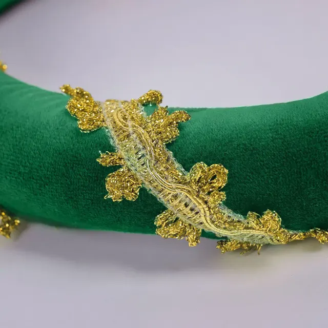 Renaissance Velvet Medieval Headpiece with Gold Trim detail 11