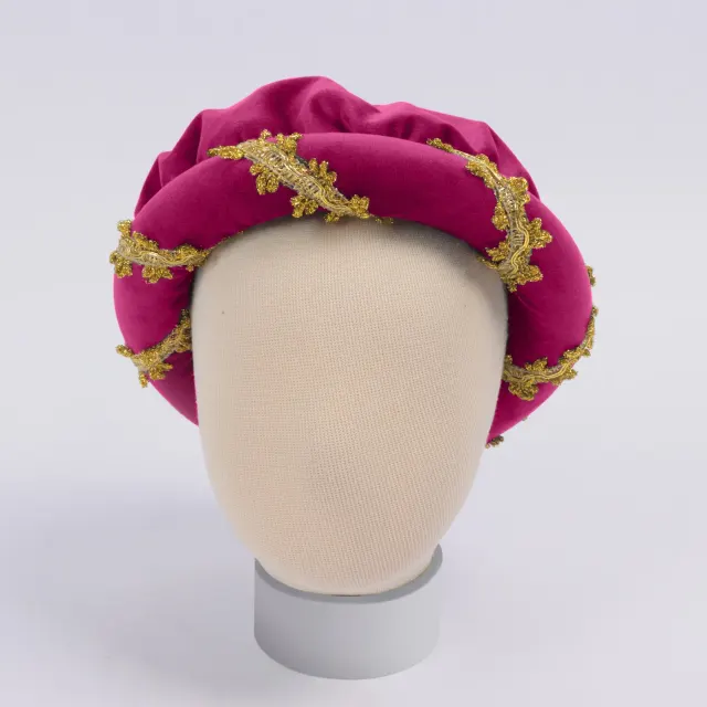 Renaissance Velvet Medieval Headpiece with Gold Trim detail 13