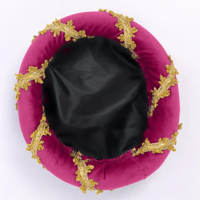 Renaissance Velvet Medieval Headpiece with Gold Trim detail 15