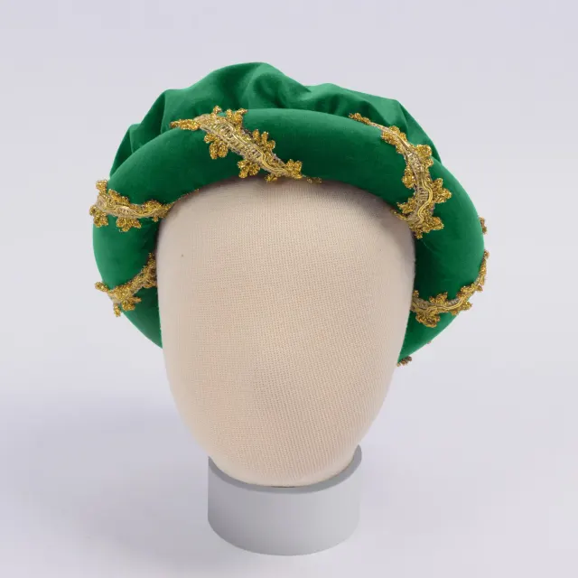 Renaissance Velvet Medieval Headpiece with Gold Trim detail 18