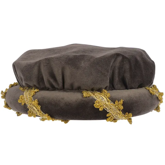 Renaissance Velvet Medieval Headpiece with Gold Trim detail 22