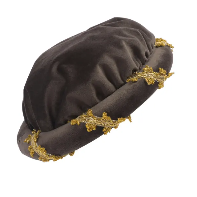 Renaissance Velvet Medieval Headpiece with Gold Trim detail 24