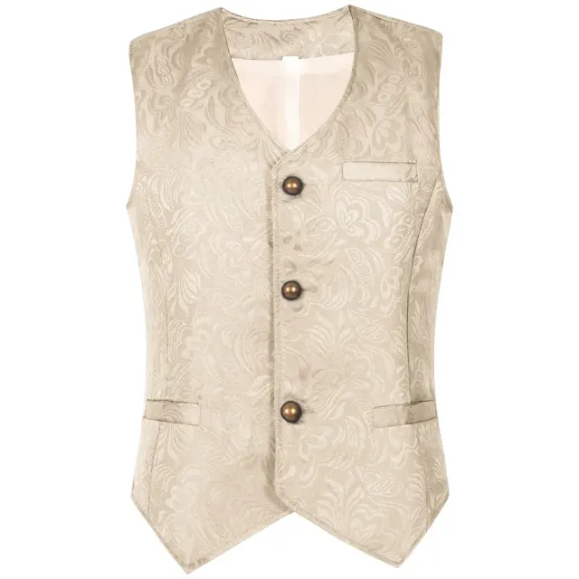 Short Medieval Gothic Jacquard Vest Set with Bow Tie detail 1