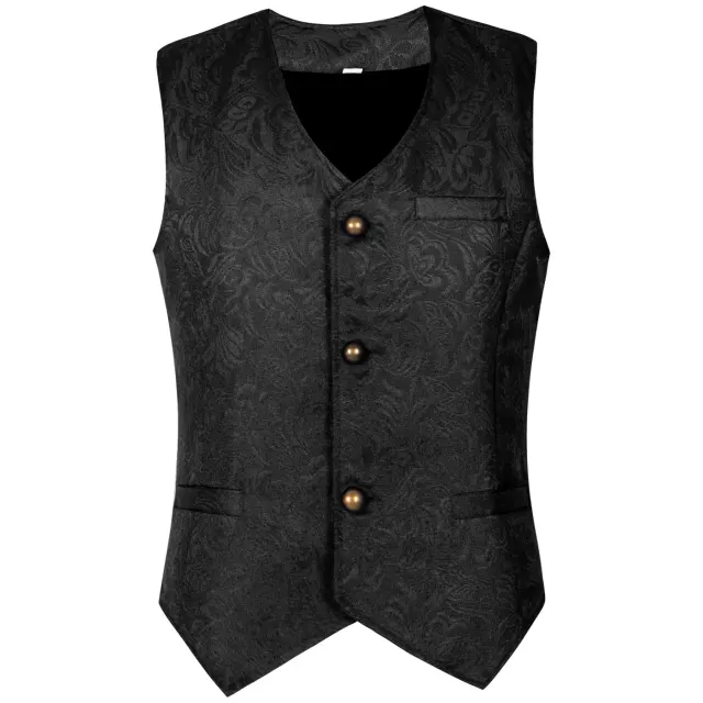 Short Medieval Gothic Jacquard Vest Set with Bow Tie detail 7