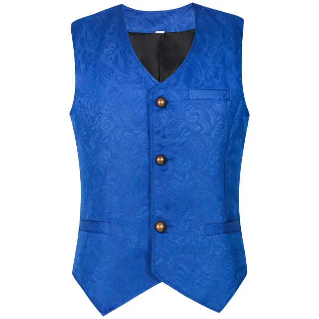Short Medieval Gothic Jacquard Vest Set with Bow Tie detail 13