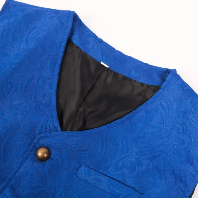 Short Medieval Gothic Jacquard Vest Set with Bow Tie detail 15