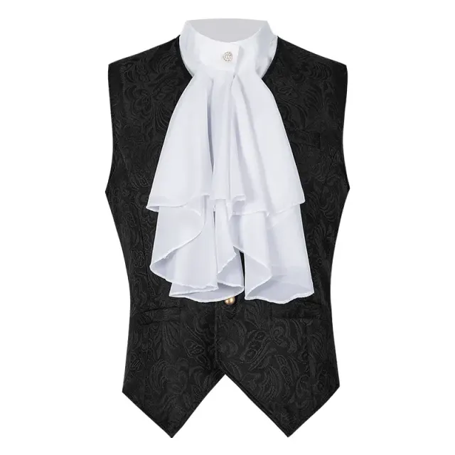 Short Medieval Gothic Jacquard Vest Set with Bow Tie detail 21
