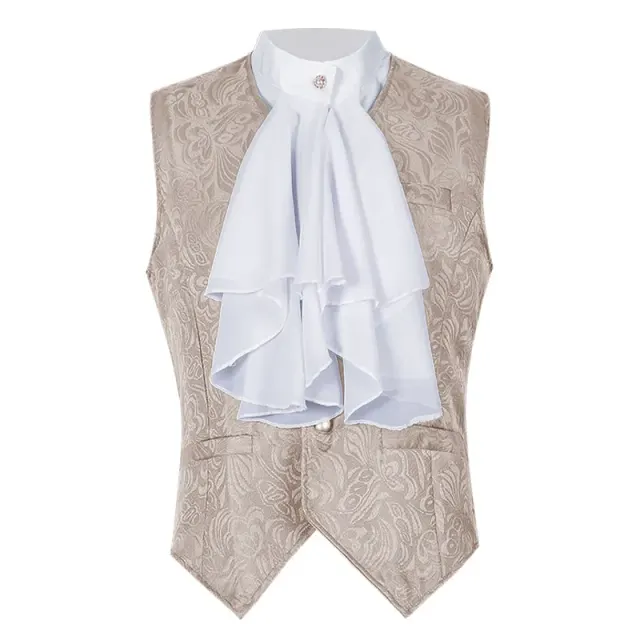 Short Medieval Gothic Jacquard Vest Set with Bow Tie detail 22