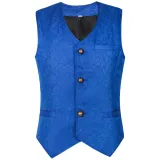 Short Jacquard Vest - Blue