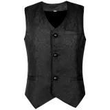Short Jacquard Vest - Black