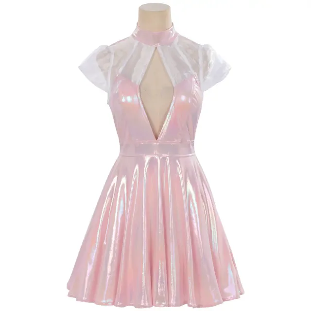 Halloween Space Alien Laser Shiny Women's Cosplay Dress detail 2