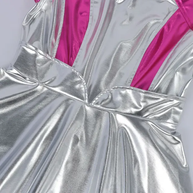 Halloween Space Alien Laser Shiny Women's Cosplay Dress detail 14