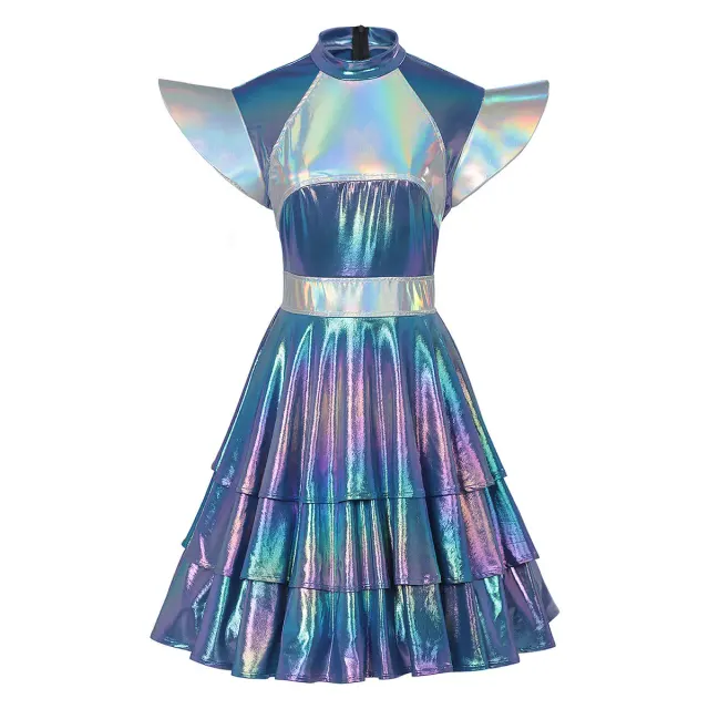Halloween Space Alien Laser Shiny Women's Cosplay Dress detail 16