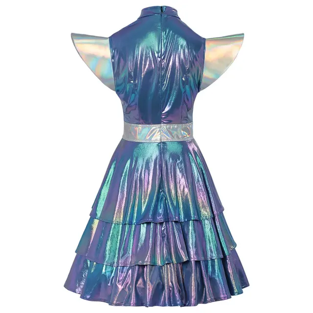 Halloween Space Alien Laser Shiny Women's Cosplay Dress detail 17