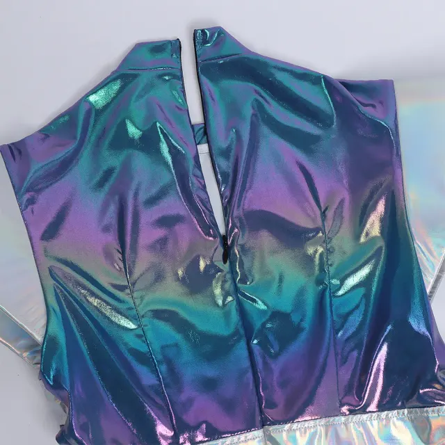 Halloween Space Alien Laser Shiny Women's Cosplay Dress detail 22