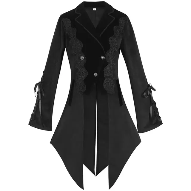 Steampunk Gothic Lace Tailcoat Halloween Cosplay Jacket for Women detail 1