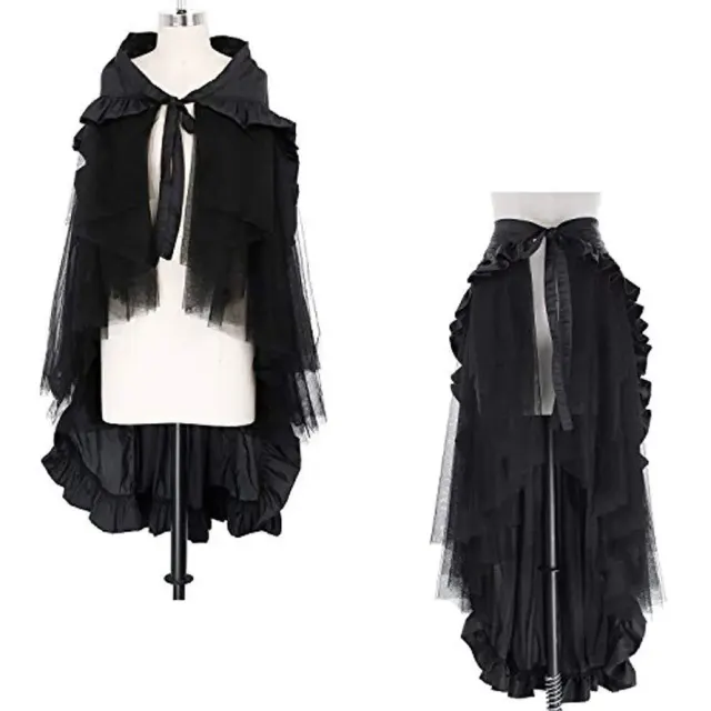 Steampunk Gothic Pirate Renaissance Ruffled Midi Cosplay Skirt detail 1